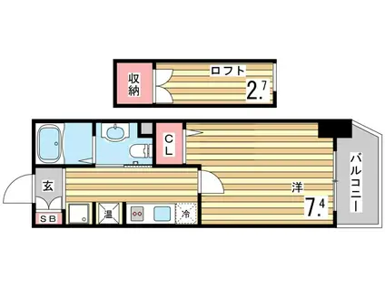 アルファレガーロ 兵庫(1K/3階)の間取り写真