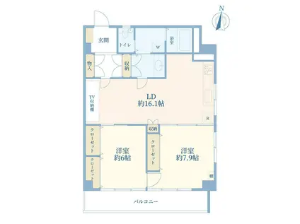 マンション駒場(2LDK/4階)の間取り写真