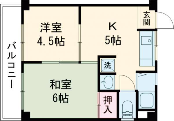 リバープール新田(2K/4階)の間取り写真