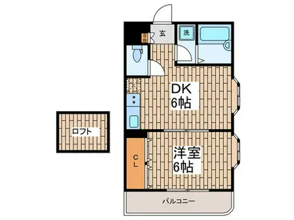 ブルーシャトー戸越(1DK/5階)の間取り写真