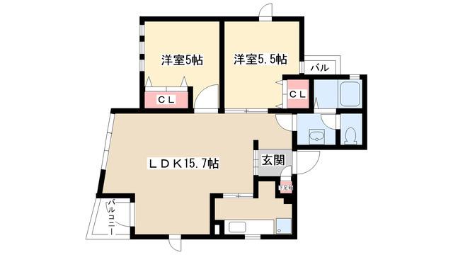 CAS CADE(2LDK/1階)の間取り写真