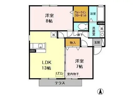 カーサベルデ(2LDK/1階)の間取り写真