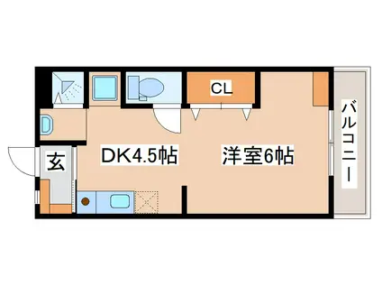 ピア東町(1DK/1階)の間取り写真