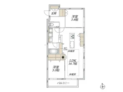 マウロア碑文谷(2LDK/2階)の間取り写真