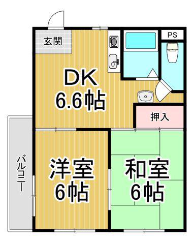 Nビレッジ(2DK/4階)の間取り写真