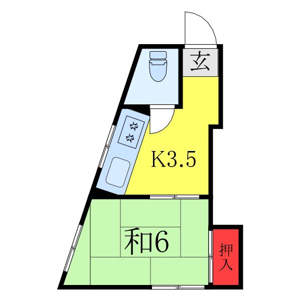 中山コーポ(1K/3階)の間取り写真