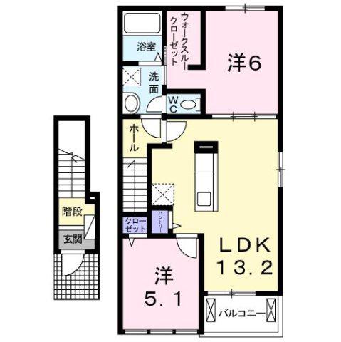HEART HOUSE II(2LDK/2階)の間取り写真