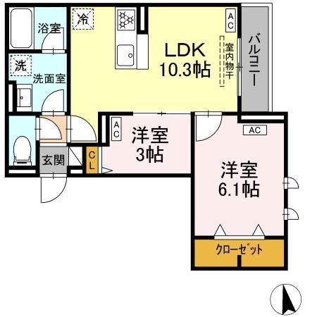 セレスティア徳丸 A(2LDK/2階)の間取り写真