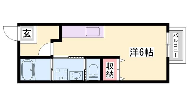 メトレス福田I(ワンルーム/1階)の間取り写真