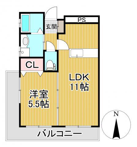 ブランドルフ(1LDK/4階)の間取り写真