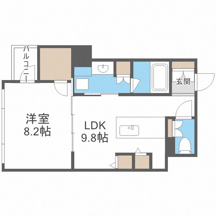 RIDGE北堀江(1LDK/5階)の間取り写真