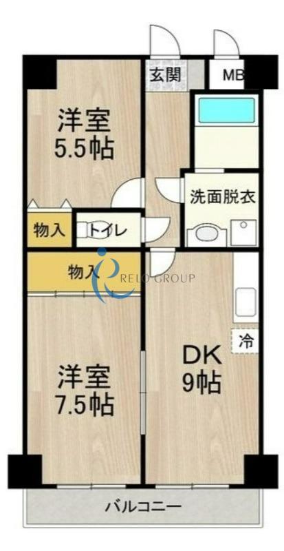 デイグラン長居公園(2DK/1階)の間取り写真