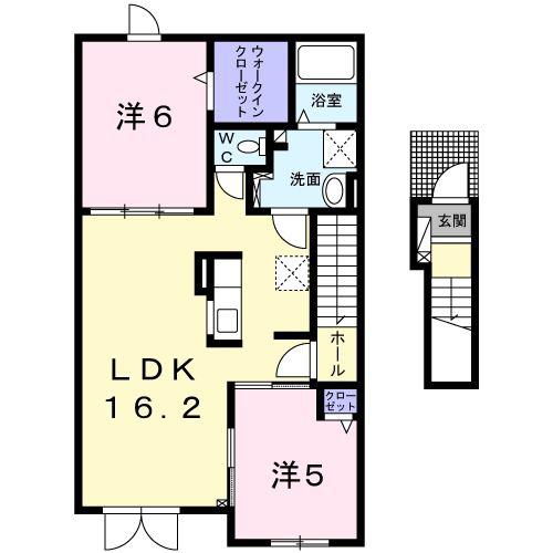 ノースヒル1(2LDK/2階)の間取り写真