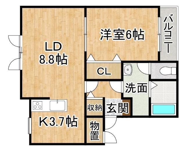 SALLA白樺(1LDK/1階)の間取り写真