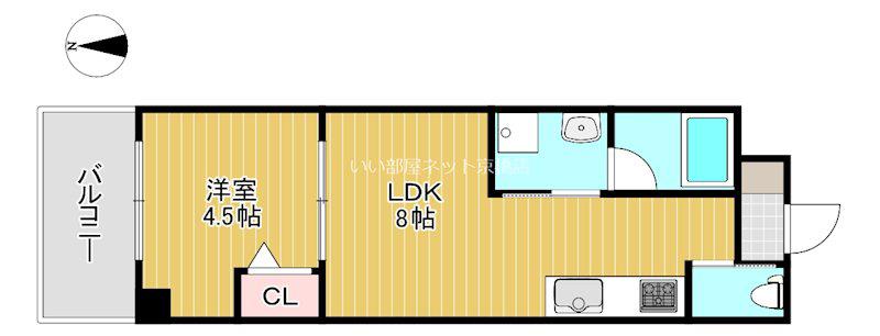 フランカー桜ノ宮SIX(1LDK/6階)の間取り写真