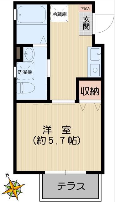 カーサあけぼの(1K/1階)の間取り写真