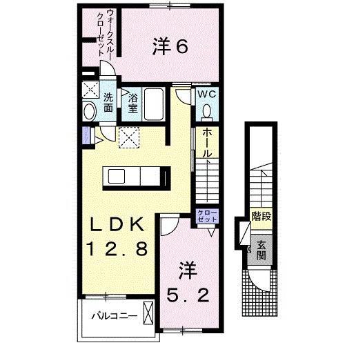エアリーヒルズ(2LDK/2階)の間取り写真