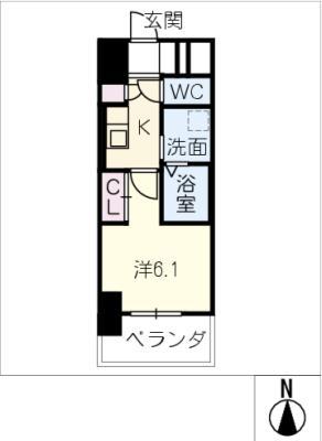 サーティスリー上前津(1K/5階)の間取り写真
