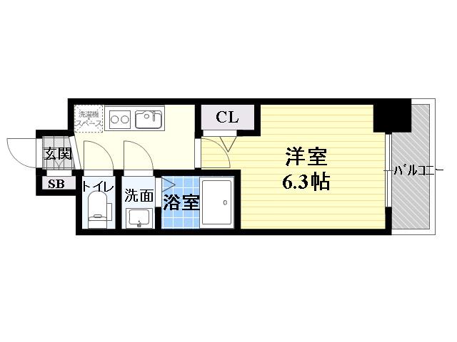 エスリード京橋グランツ(1K/2階)の間取り写真