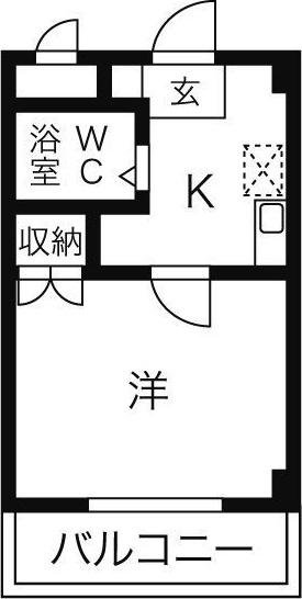 ルミエール豊国(1K/2階)の間取り写真