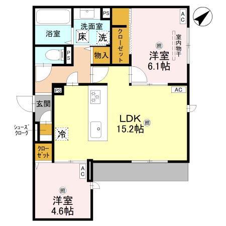 ラ メゾン ピック 中百舌鳥II(2LDK/1階)の間取り写真