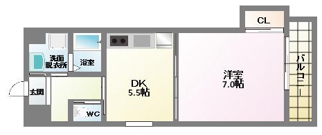 ヴィーブル駒川(1DK/5階)の間取り写真