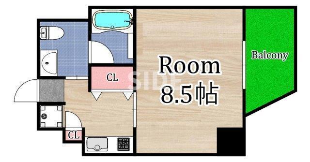 アクエルド緑地公園(1K/2階)の間取り写真