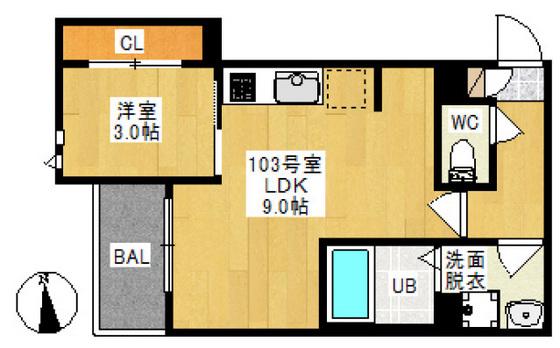 GRANDTIC 新保II(1LDK/1階)の間取り写真
