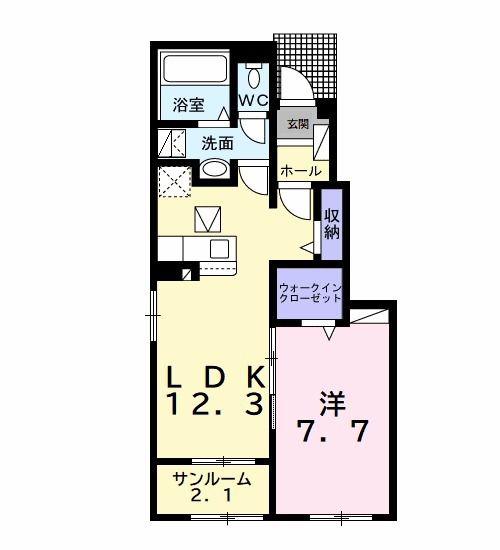 カーサGNK(1LDK/1階)の間取り写真