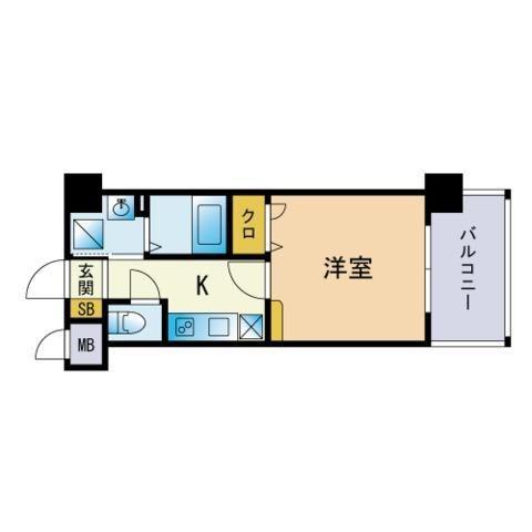 エンクレスト藤崎(1K/8階)の間取り写真