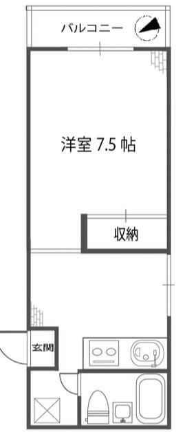 修学院本郷レジデンス(1K/2階)の間取り写真
