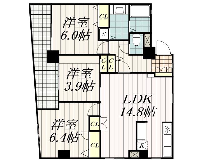 WILLDO本千葉(3LDK/5階)の間取り写真
