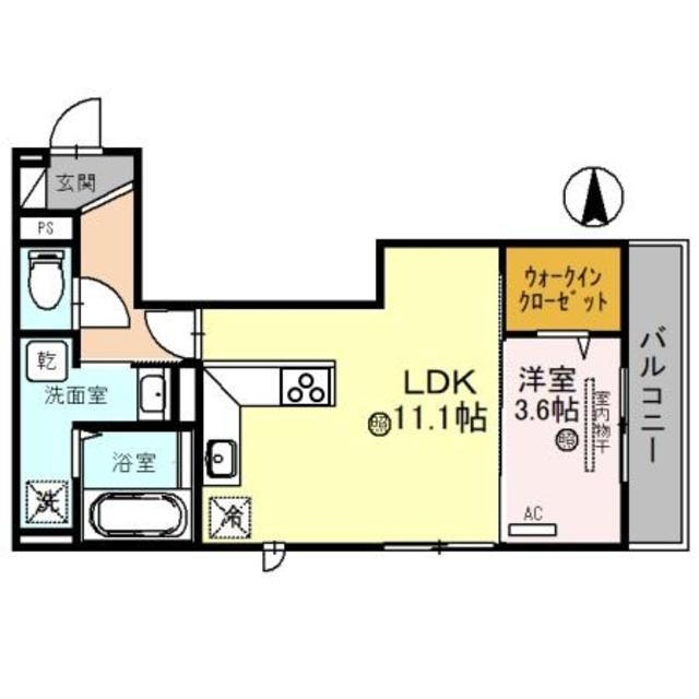 D-ROOM西汀丁(1LDK/3階)の間取り写真