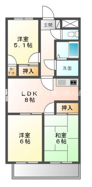 メゾンアンフィニ(3LDK/4階)の間取り写真