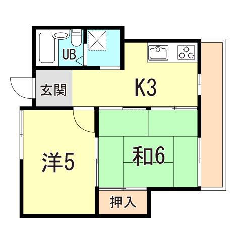 メゾン土山(2K/3階)の間取り写真