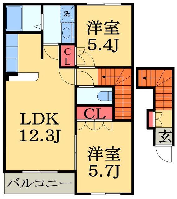 ルナコート(2LDK/2階)の間取り写真