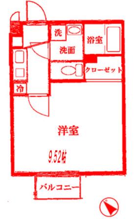 アムールCERISIER(1K/1階)の間取り写真