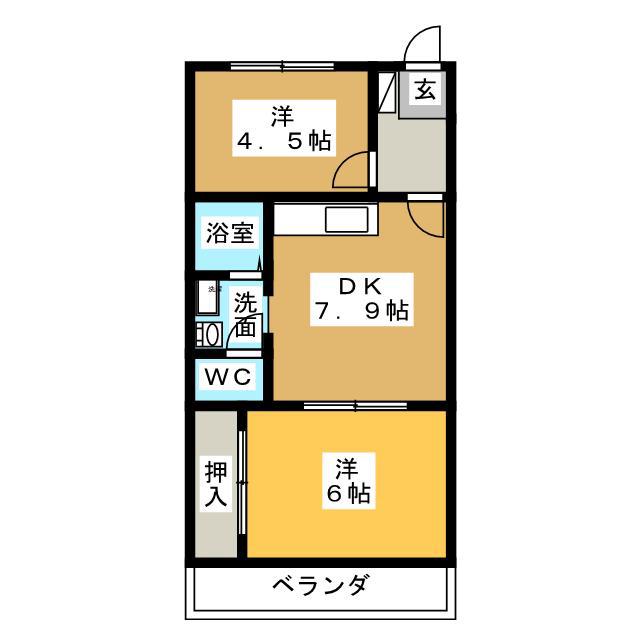 ラディアント(2DK/2階)の間取り写真