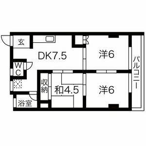 ソワンポルテ(3DK/4階)の間取り写真