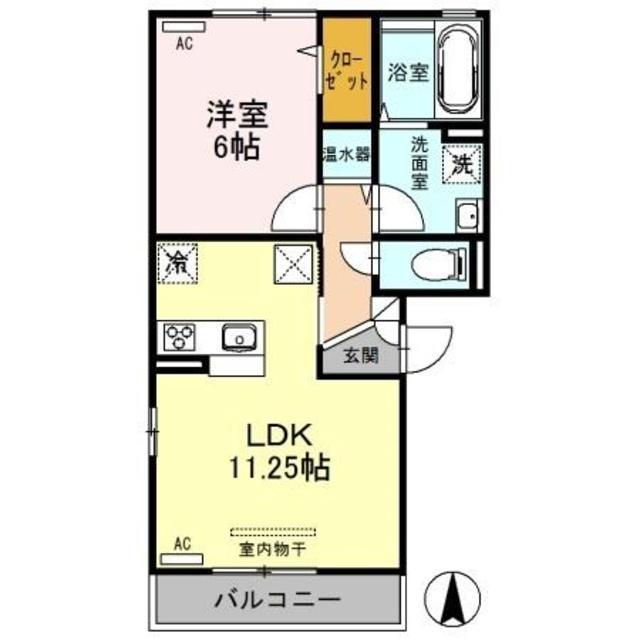 アネシス駅南(1LDK/1階)の間取り写真