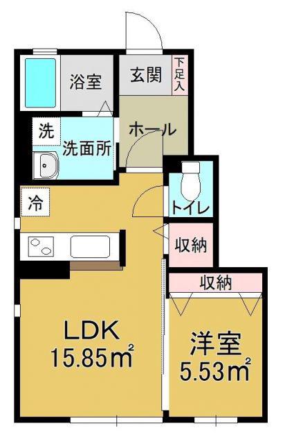 ESPOIR(1LDK/1階)の間取り写真