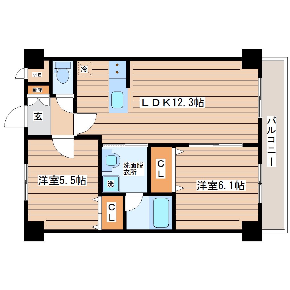 ヘリオスIZUMI(2LDK/3階)の間取り写真