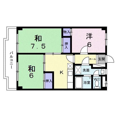 メゾンクレスト(3K/4階)の間取り写真