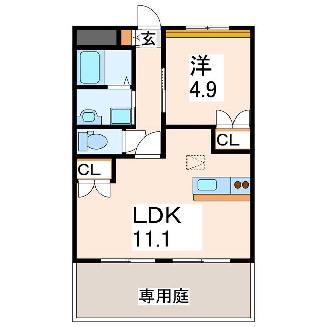 ベンベル21(1LDK/1階)の間取り写真