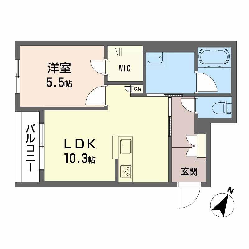 シャーメゾン イーストキャッスル(1LDK/2階)の間取り写真