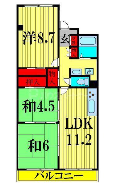 新松戸ファミールハイツ4号棟(3LDK/4階)の間取り写真