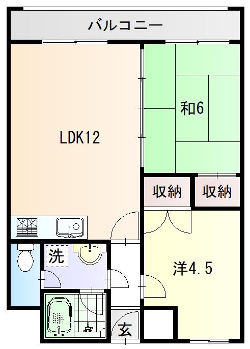 グランドリブゾン(2LDK/3階)の間取り写真