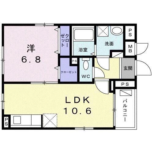 リズルームRIZ ROOM(1LDK/1階)の間取り写真