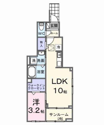ヴェルデメゾン(1LDK/1階)の間取り写真