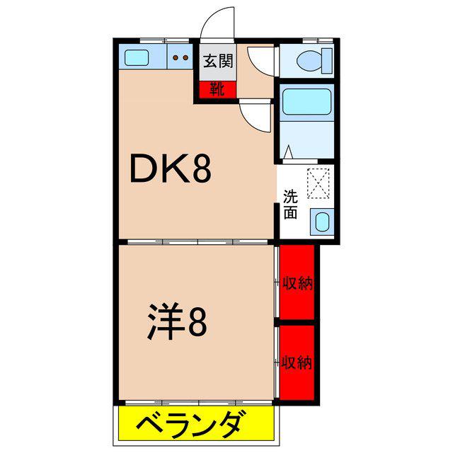 リポージシンエツB(1DK/1階)の間取り写真